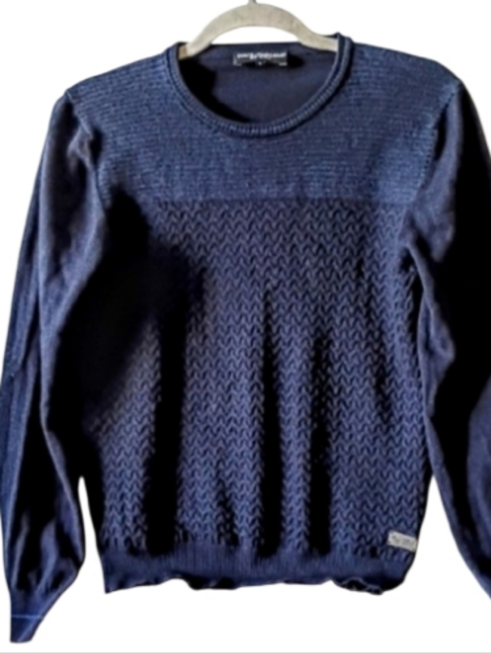 D&G Men's Navy Textured Knit Sweater sz L
